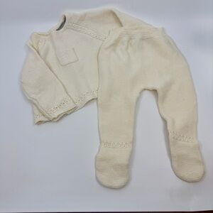 European Baby Knit Set Coconut El Corte Inglés 3-6M Cream Footed Pants Sweater